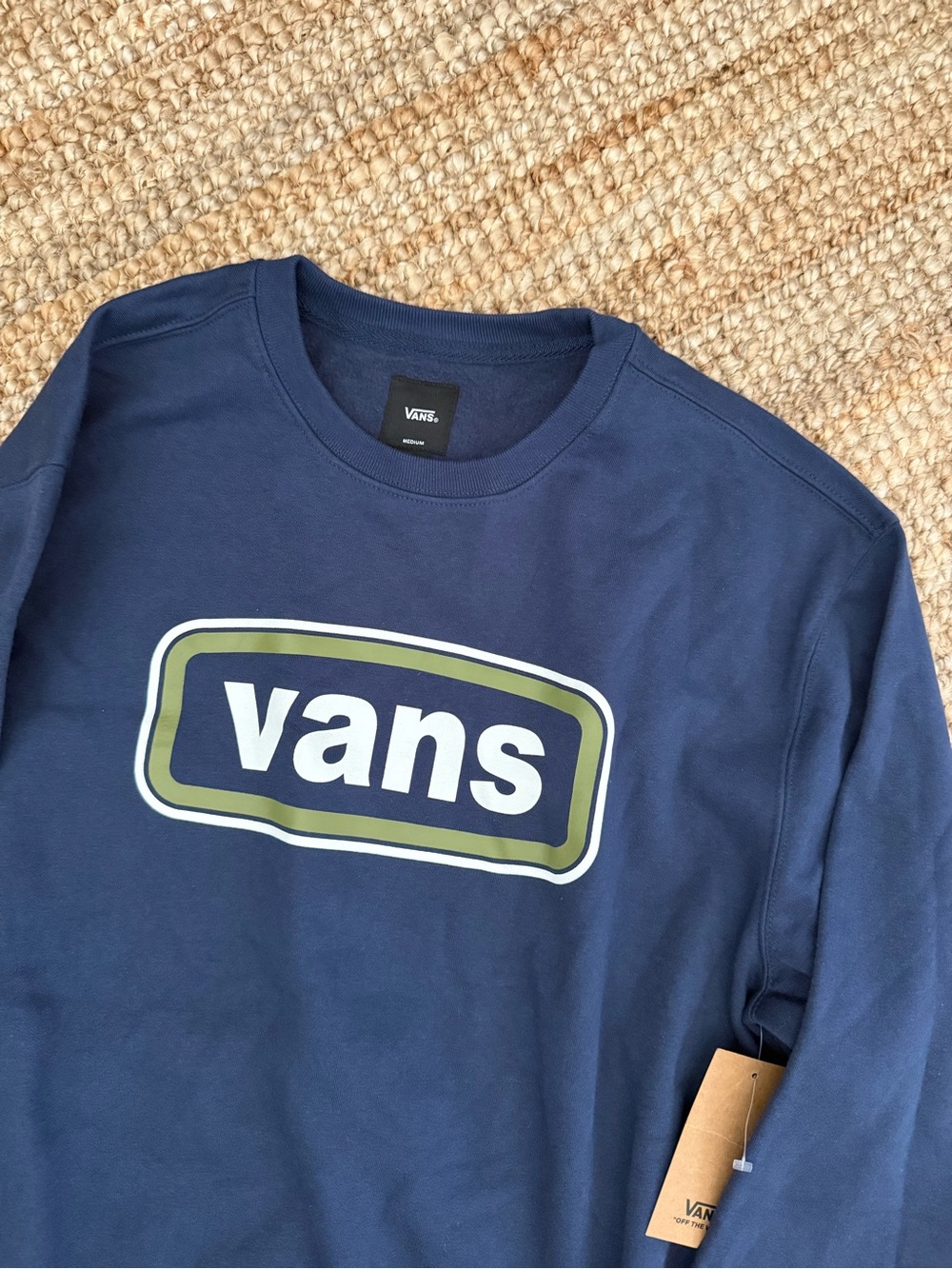 Vans Navy Crewneck Sweatshirt with Olive Logo - Picture 3 of 3